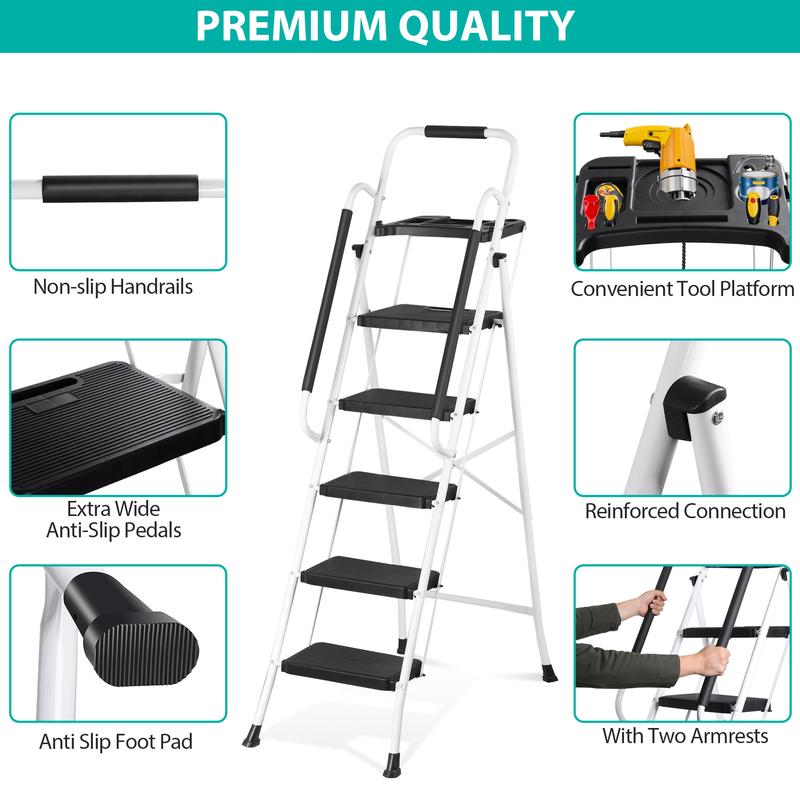 Foldable Steel Ladder (330 lbs Capacity)