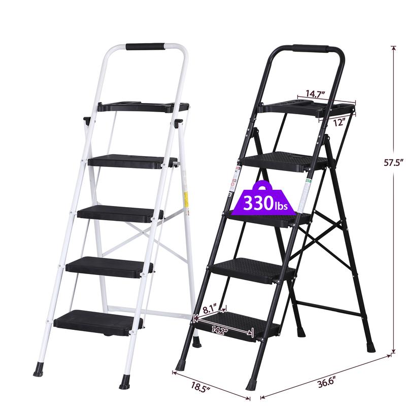 Foldable Steel Ladder (330 lbs Capacity)