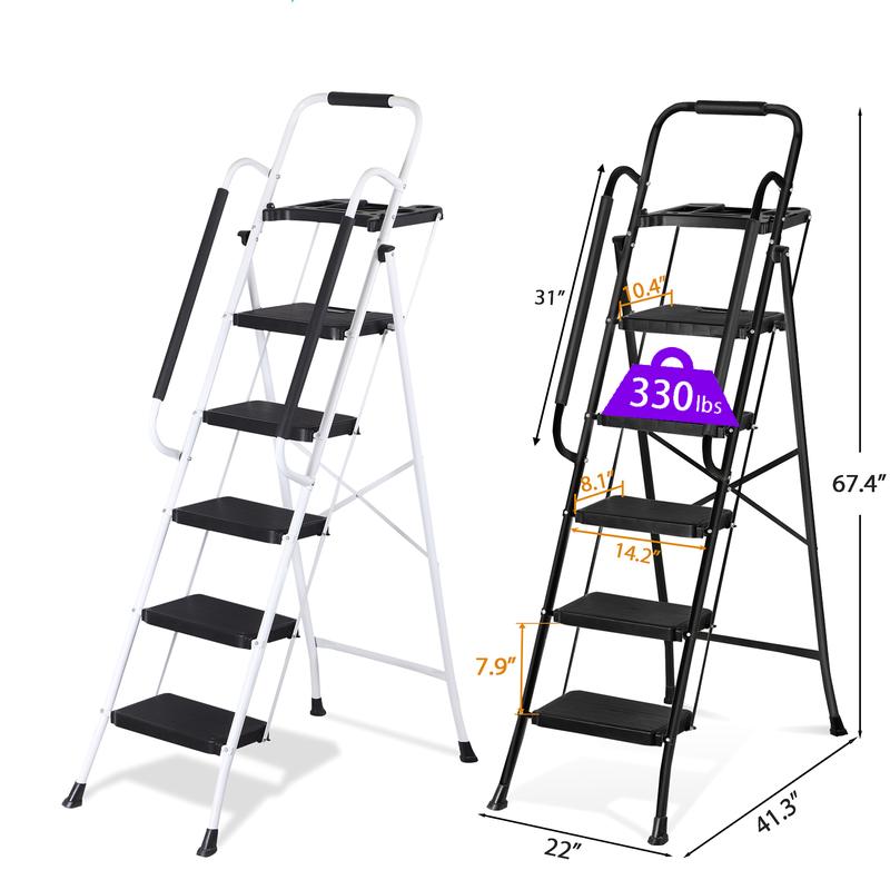 Foldable Steel Ladder (330 lbs Capacity)