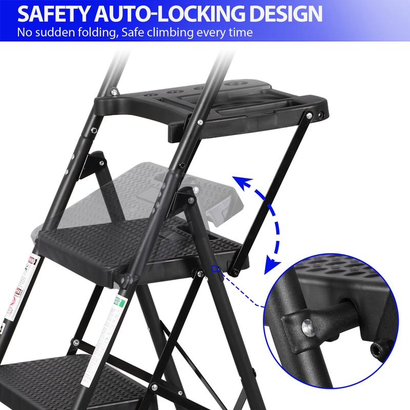 Foldable Steel Ladder (330 lbs Capacity)