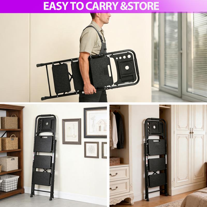 Foldable Steel Ladder (330 lbs Capacity)