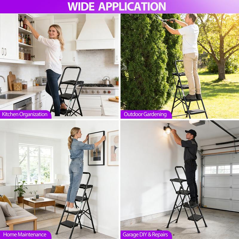 Foldable Steel Ladder (330 lbs Capacity)